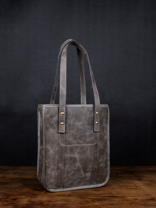 Deri Oblong Tote Bag - Gri
