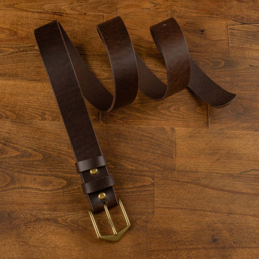 Pirinç Toka Deri Kemer - Kahverengi