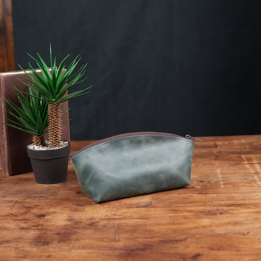 Deri Mini Makyaj Çantası Haki