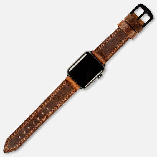 Çift Katlı Deri Apple Watch Kayışı - Premium Kahve