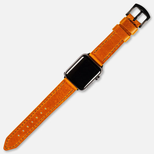 Çift Kat Deri Apple Watch Kayışı Antik Camel