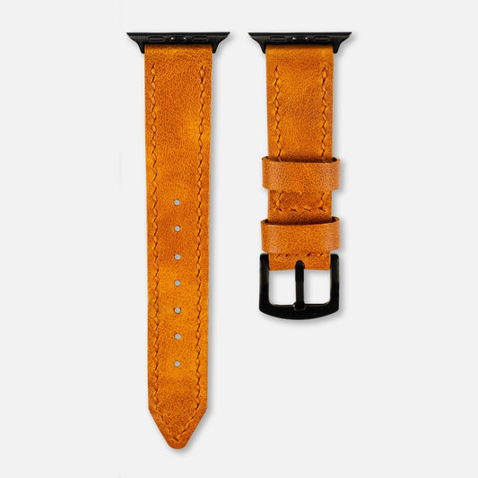 Çift Kat Deri Apple Watch Kayışı Camel
