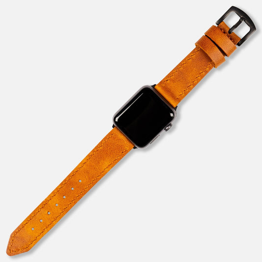 Çift Kat Deri Apple Watch Kayışı Camel