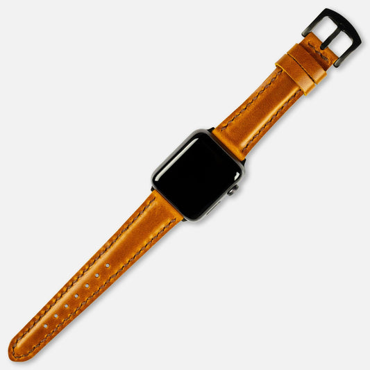 Skyfall Dolgulu Deri Apple Watch Kayışı Antik Camel