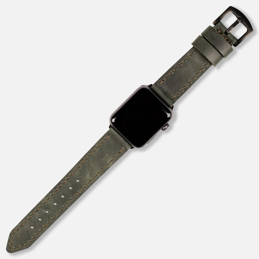 Çift Kat Deri Apple Watch Kayışı Haki