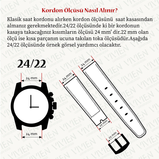 Çift Katlı Deri Saat Kayışı - Antik Petrol