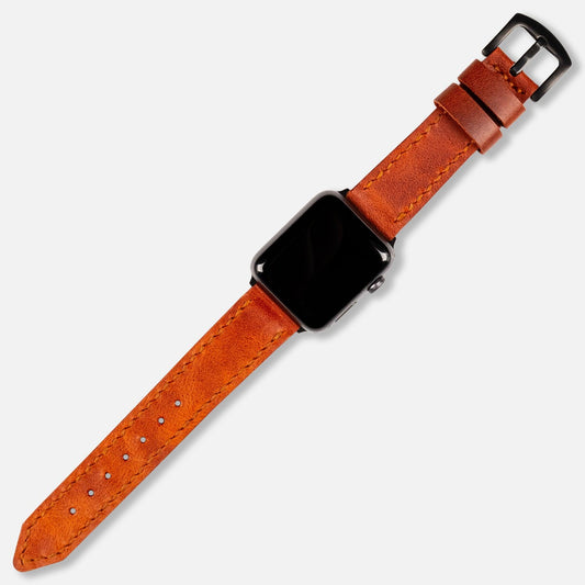 Çift Kat Deri Apple Watch Kayışı Kiremit