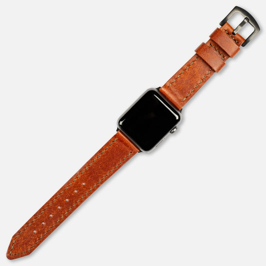 Çift Kat Deri Apple Watch Kayışı Old Kiremit