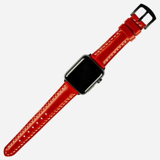 Skyfall Dolgulu Deri Apple Watch Kayışı Antik Kırmızı