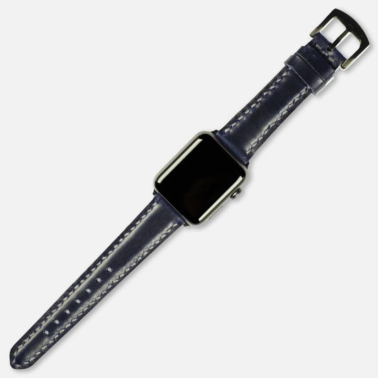 Skyfall Dolgulu Deri Apple Watch Kayışı Antik Mavi