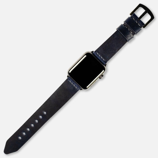 Tek Kat Deri Apple Watch Kayışı Antik Mavi