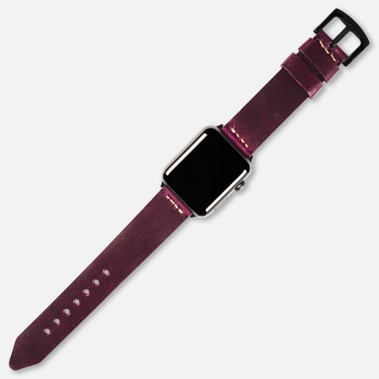 Tek Kat Deri Apple Watch Kayışı Antik Mor