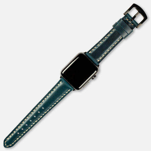 Skyfall Dolgulu Deri Apple Watch Kayışı Antik Petrol