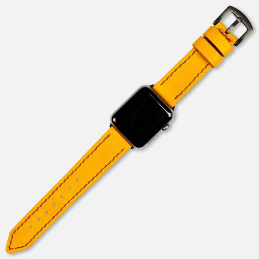 Çift Kat Deri Apple Watch Kayışı New Yellow