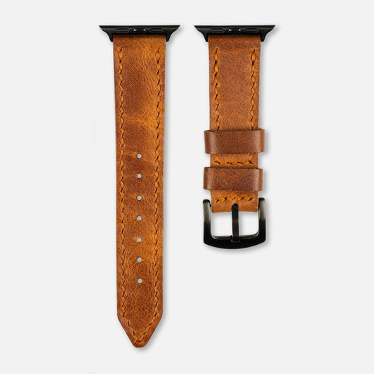 Çift Kat Deri Apple Watch Kayışı Taba