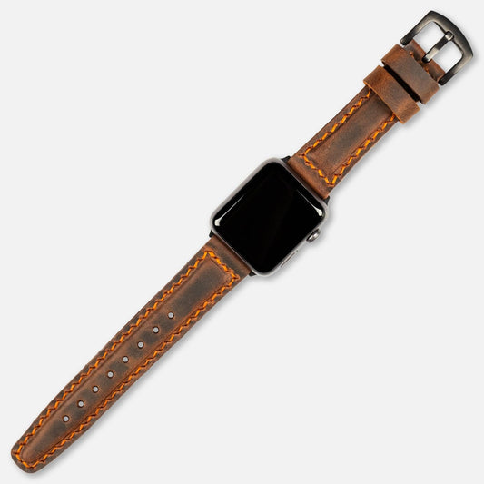 Dolgulu Deri Apple Watch Kayışı Taba