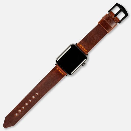 Tek Kat Deri Apple Watch Kayışı Antik Kiremit