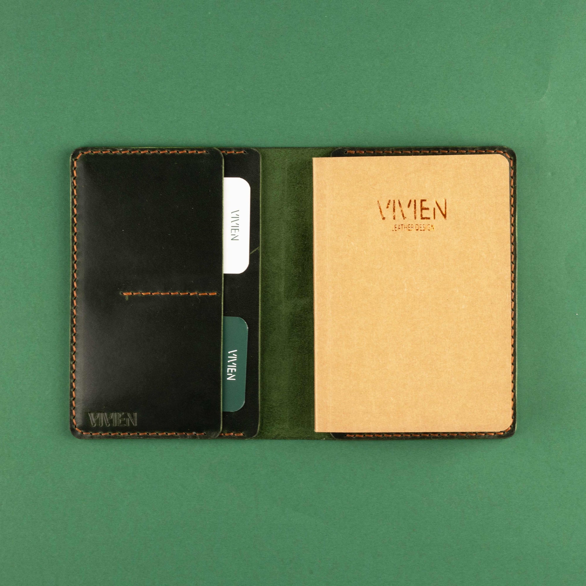 A6 deri defter kılıfı Antik Yeşil detay