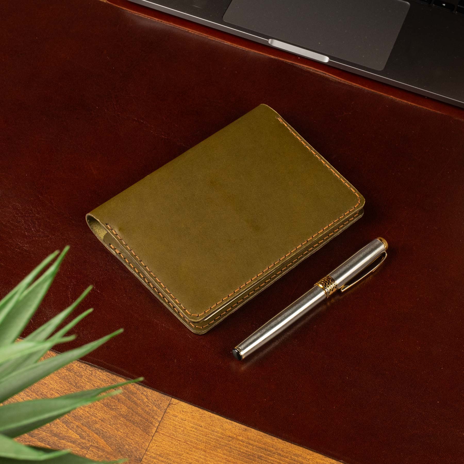 A6 deri defter kılıfı New Olive detay