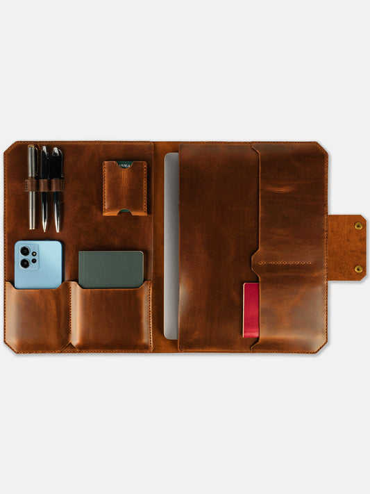 MacBook Organizer -Deri Bilgisayar Kılıfı Kiremit