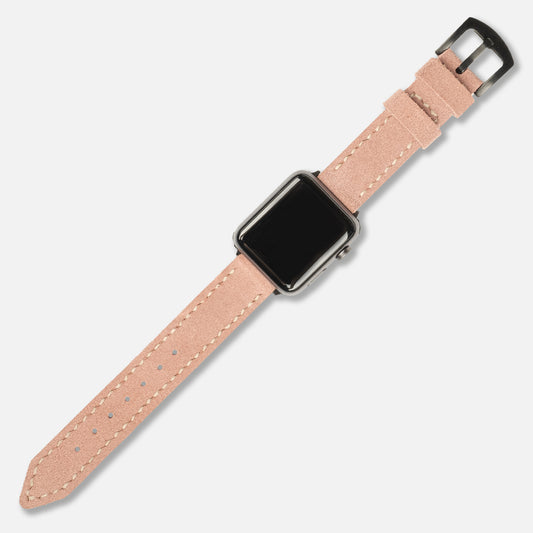 Çift Kat Deri Apple Watch Kayışı Süet-Pudra