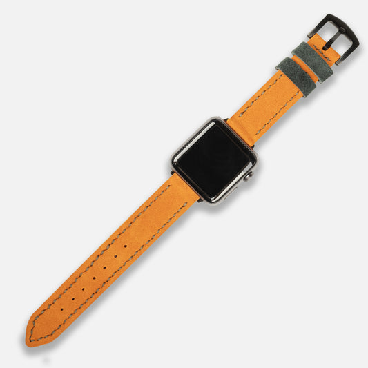 Çift Kat Deri Apple Watch Kayışı Süet-Orange